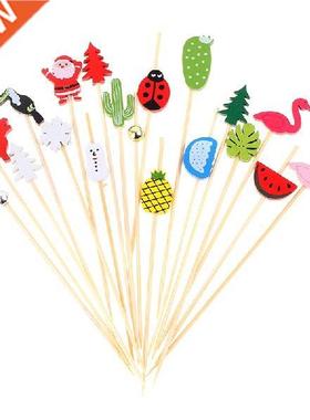 50/100pc12cm Hert Flower Bmboo Pick Buffet Cupcke Fruit