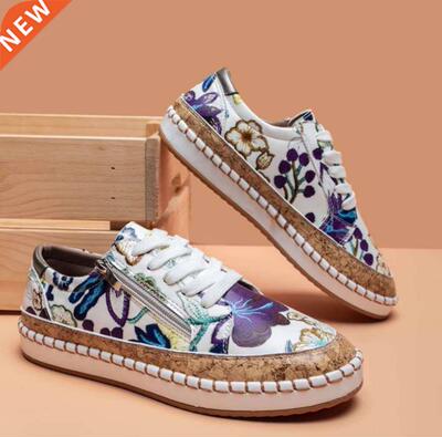 Lace Up Graffiti Flats Women Fashion Non slip Casual Shoes W