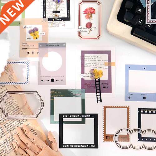 Journamm 15pcs PET Frame Series Stickers Junk Journal Scrapb