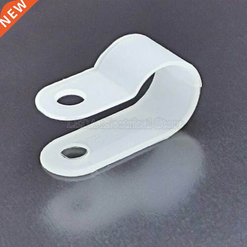 100PCS R-Type Nylon Cble Clmp Plstic P Clips Blck Hose