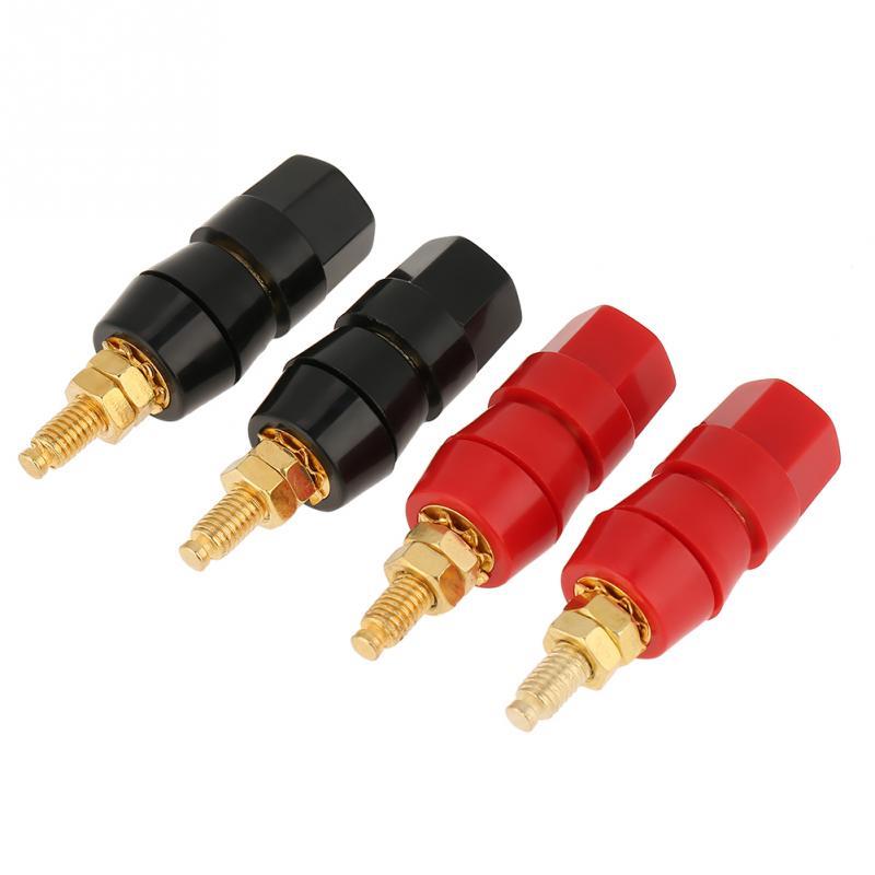 4 Pcs Black and Red Copper Audio Speaker Binding Post For Ba