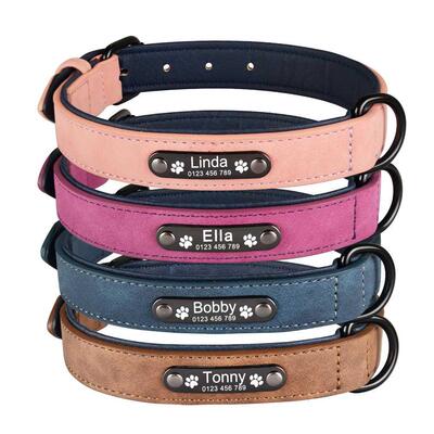 AiruiDog Personalized Leather Dog Collar Free Engraved Name