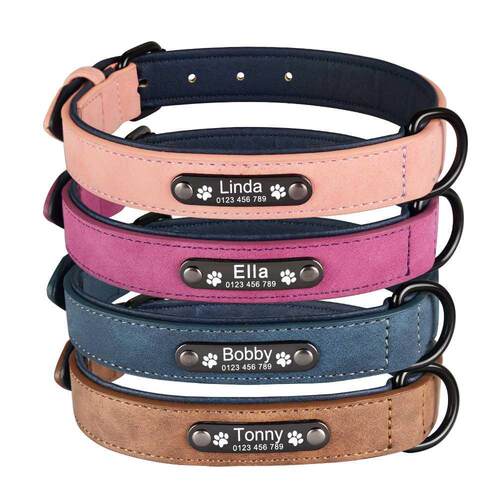 AiruiDog Personalized Leather Dog Collar Free Engraved Name