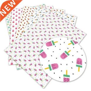 Fabric Cloth Synthetic Printed Faux Theme Ice Leather Cream