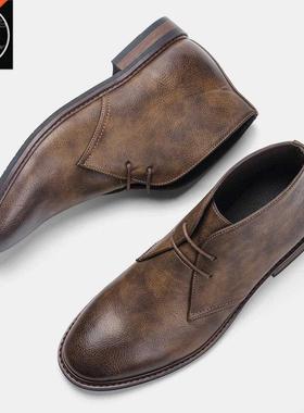 Big size Men Casual leather shoes ankle boots复古大码男皮鞋