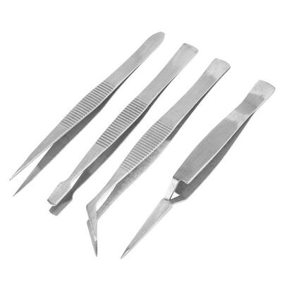 4pcs Tweezers Ponted Elbow Flat Cross for Craft Kraft whole