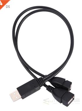 1 Pc Black USB2.0 A Male To 2 Dual Female Y Spltter Hub Pow