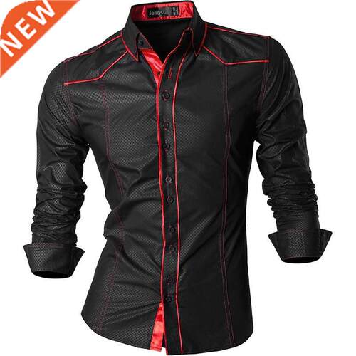 jeansian Spring Autumn Features Shirts Men Casual Jeans Shir