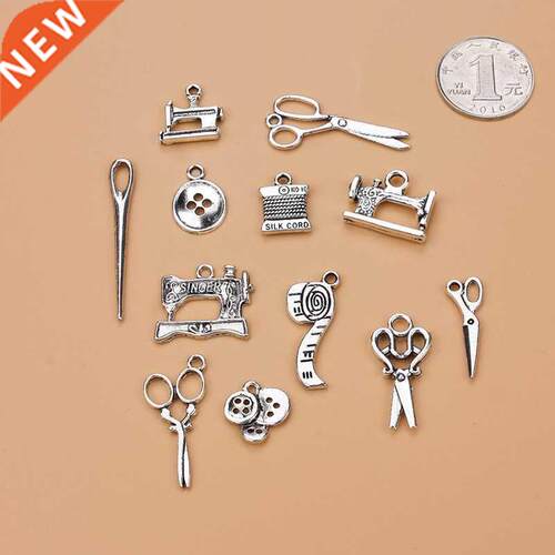 12pcs/lot Mixed Alloy Charms Antique Silver Color Scissors P