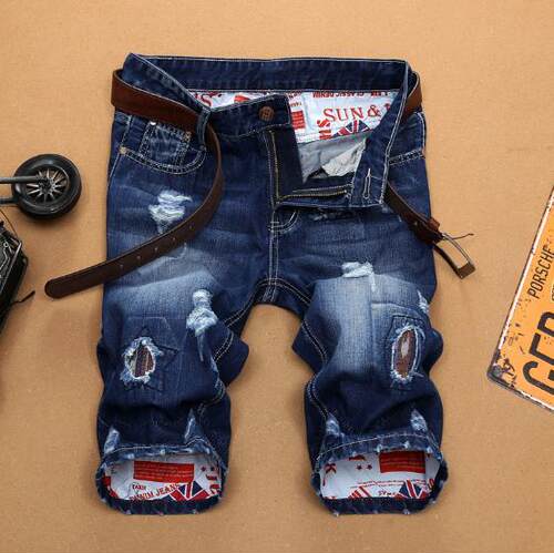 New Fashion Mens Ripped Short Jeans Brand Clothing Bermuda S