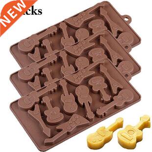 3pcs Guitar Shape Silicone Chocolate Molds Jelly Pudding