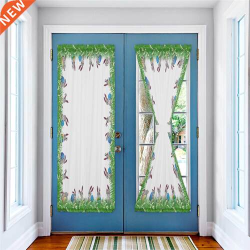 Easter Grass Bunny Eggs Window Curtain Living Room Door