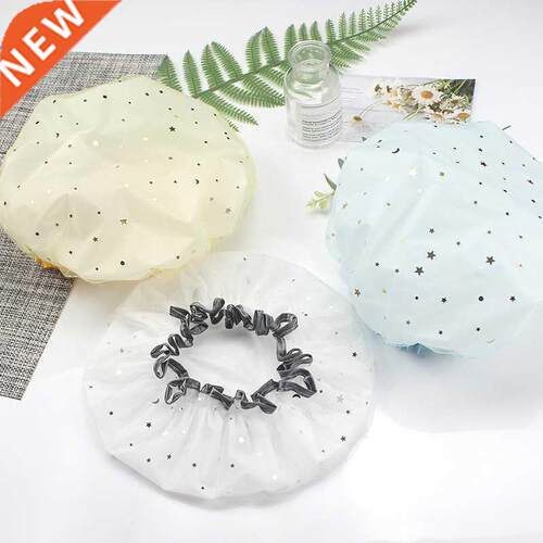 Waterproof Bath Hat Double Layer Shower Cap With Elastic Ban