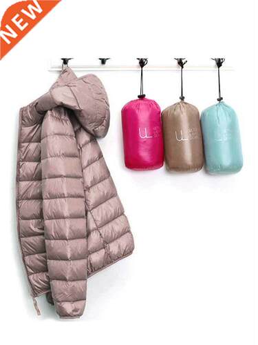 Winter Women Ultralight Thin Down Jacket White Duck Down Hoo