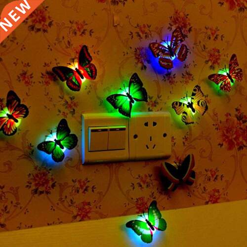 Colorful LED Nigh Lights Butterfly Shape Wall Pae Home Dec