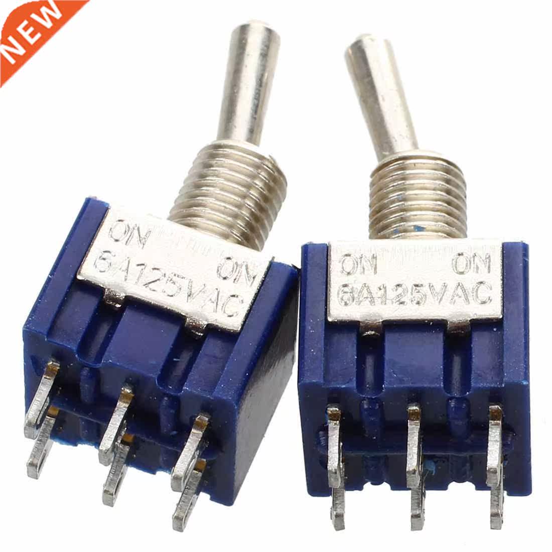 2 Pcs Blue Mini DPDT ON/ON Switchs w 6 Terminals