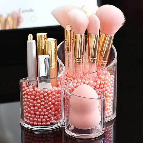 Desktop Acrylic Makeup Brushes Holder Makeup Storage Box Lip