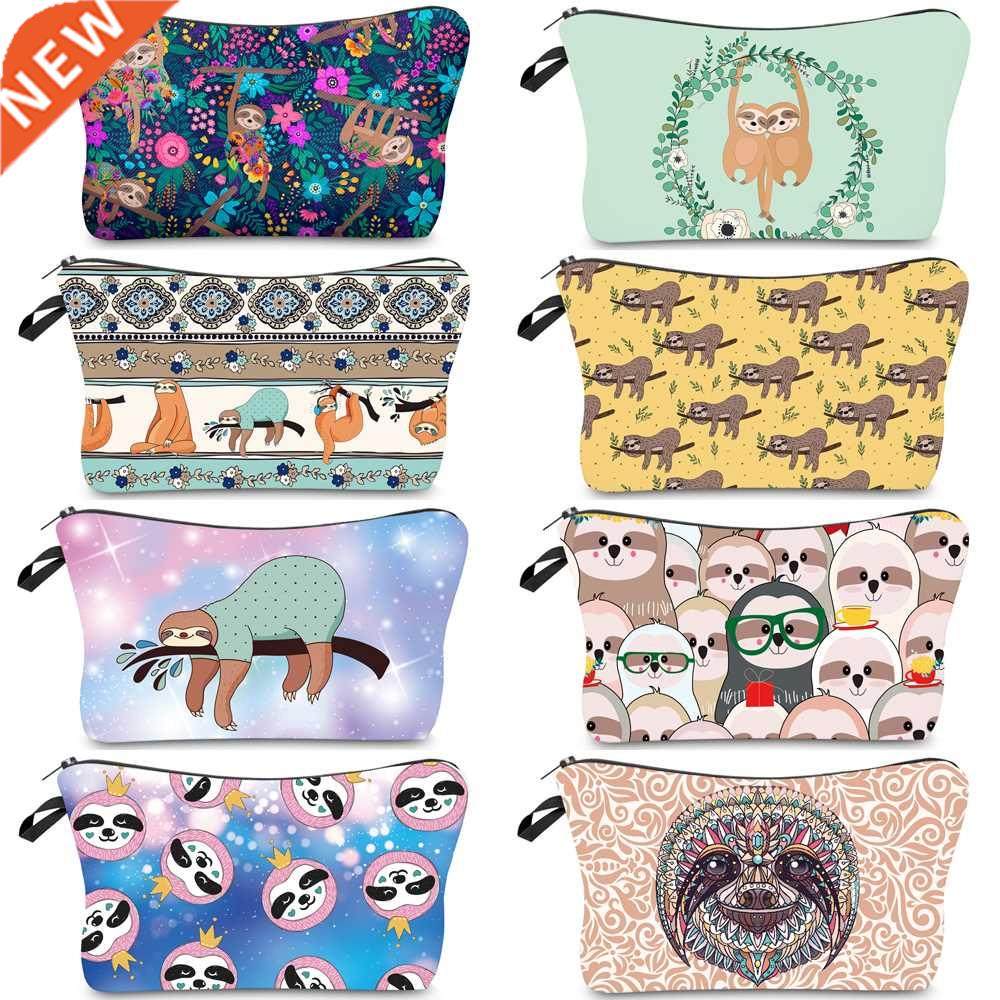 Jomtokoy Women Cosmetic Bag Sloth pattern Digital Printing T