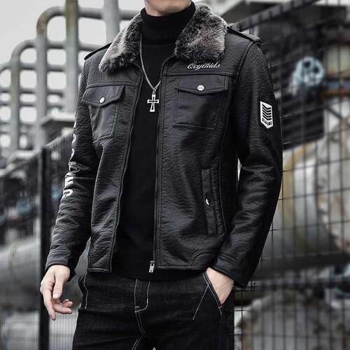 2020 Autumn Winter Leather Jacket Men Fashion Velvet Warm Ja