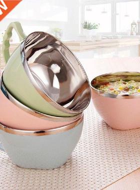 Mangkuk Me Baja Tahan Karat dengan Pegangan Wadah Makanan