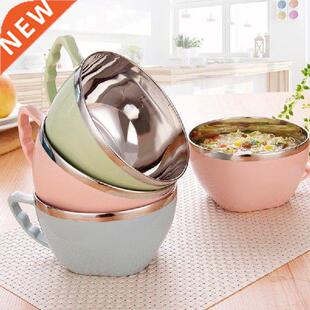 Mangkuk Me Baja Tahan Karat dengan Pegangan Wadah Makanan