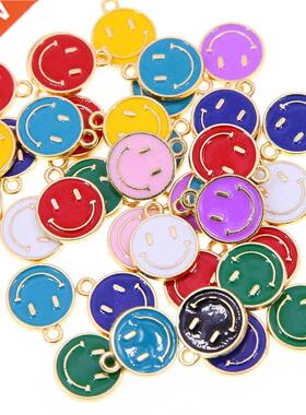 10Pcs/Lot 12*15mm KC Gold Color Tone Alloy Enamel Cute Smili