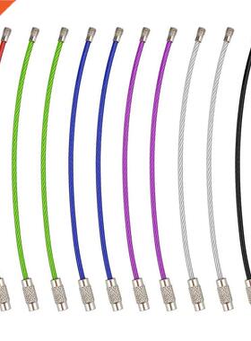 10Pcs 5 Colors Keychain Tag Rope Stainless Steel Wire Cable
