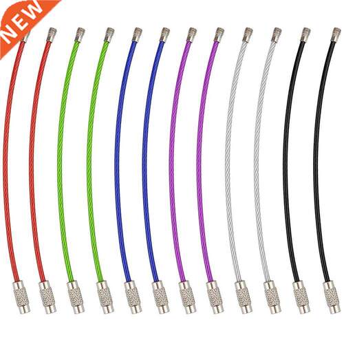 10Pcs 5 Colors Keychain Tag Rope Stainless Steel Wire Cable