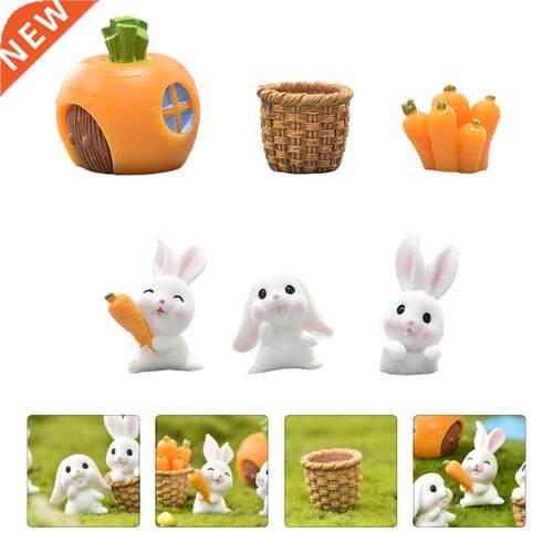 6pcs Lovely Easter Crafts Adorable Bunny Resin Easter