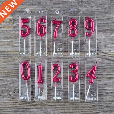 1Pcs Wine Red Happy Birthday Number Cake Candles 0 1 2 3 4 5