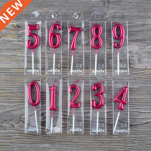 1Pcs Wine Red Happy Birthday Number Cake Candles 0 1 2 3 4 5