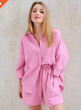 HiLoc Casual Sleepwear Cotton Pajaas For Woen Sets Suit Tu