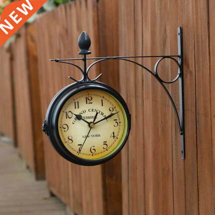 Home Living Rom Decor Double Side Vintage Wall Clock Outdoor