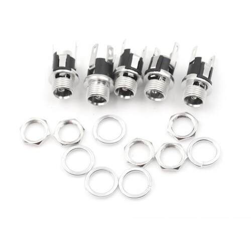 5 Pcs DC Power Jack Socket Female Panel Mount Connector Whol