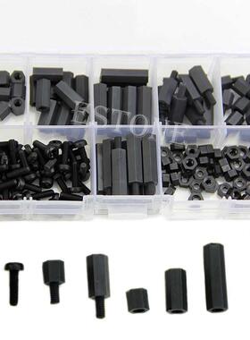 2020 New 160Pcs M Nylon Black M-F Hex Spacers Screw Nut Ass