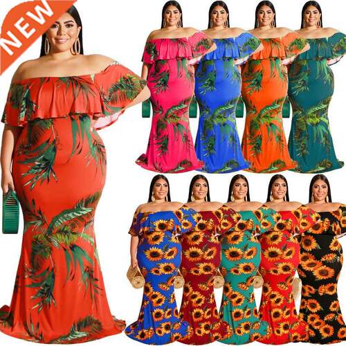 XL-5XL large size summer print dress for fat women大码连衣裙