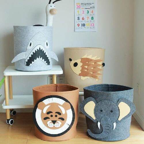 Felt Animal Tiger Storage Bag For Kids Toys Clothes Lion