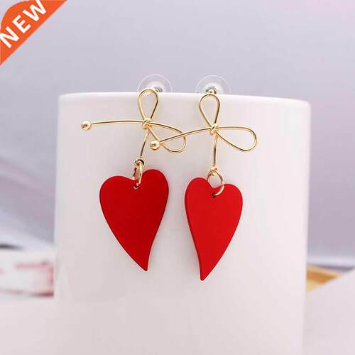 Fshion Gold Color Hert Geometric Drop Erring for Women Br