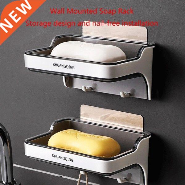 Adhesive Soap Dish with Hooks for Bathroom Shower Kitchen-封面