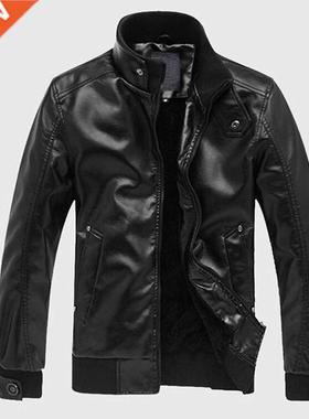 Men's Leather Jackets Men Stand Collar Coats Mens Motorc