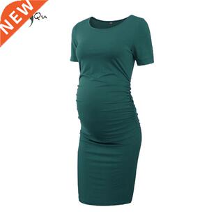 Liu&Qu Maternity Dresses Women Side Ruched Pregna Dress