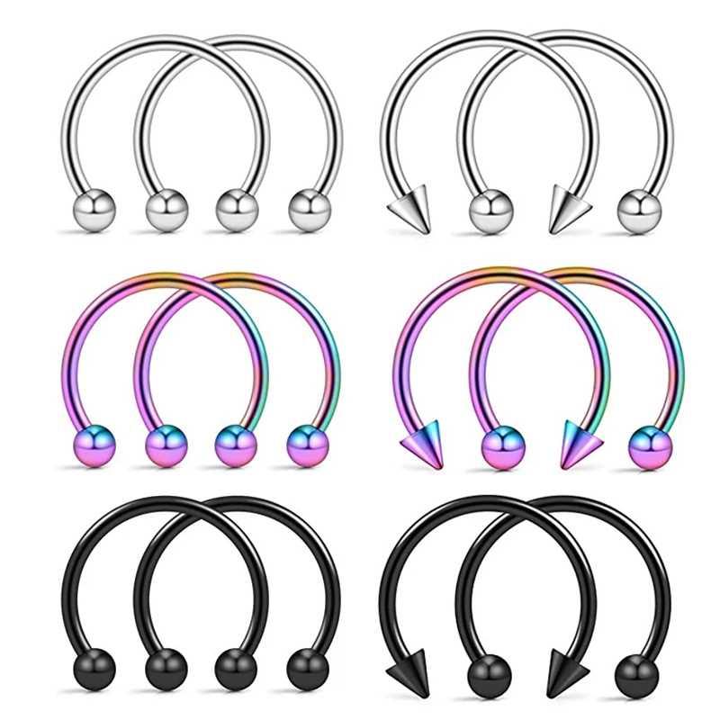 2Pcs Stainless Steel Cone Spike Horseshoe Circular Septum No