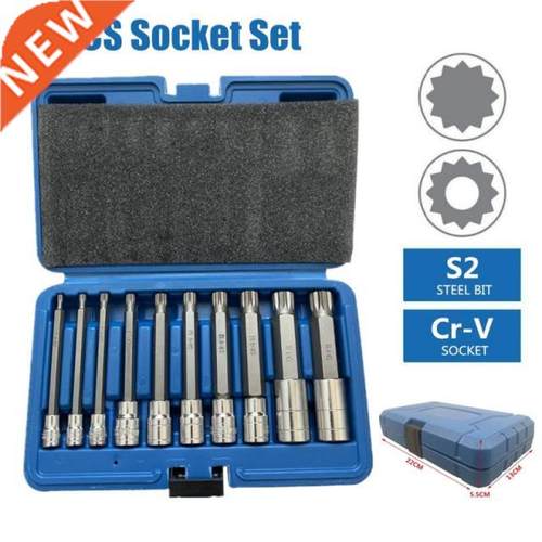 10PCS Triple Square Spline Bit Socket Set 1/4 3/8 1/2 Tam