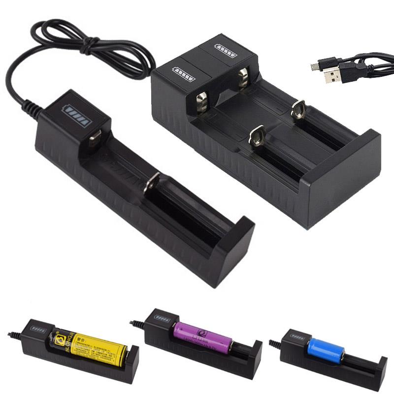 Universal 1 2 Slot Battery USB Charger Adapter LED Smart Cha