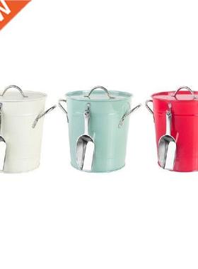 Ice Bucket Metal pail with lid + Scoop for ice cube