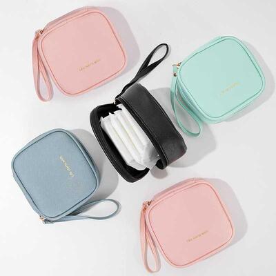 PU Leather Sanitary Napkin Pad Pouch Cute Tampon Storage