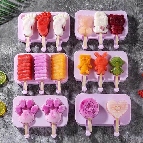 Cute DIY Ice Cream Mold with Lip and 50 pcs Wood Sticks