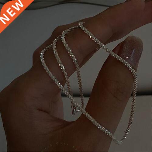 2022 rend Sparkling Silver Color Choker Necklace for Women E