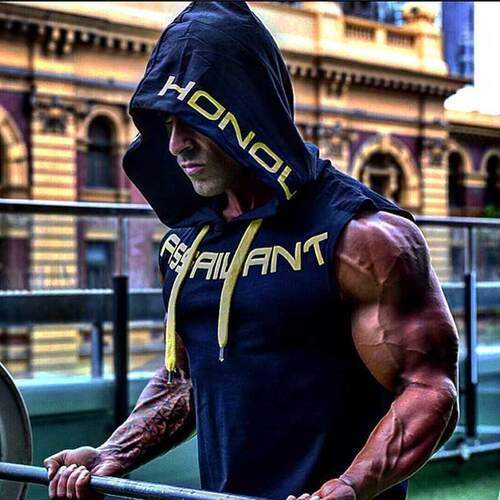 HETUAF 2022 Mens Cotton Hoodie fitness clothes bodybuilding