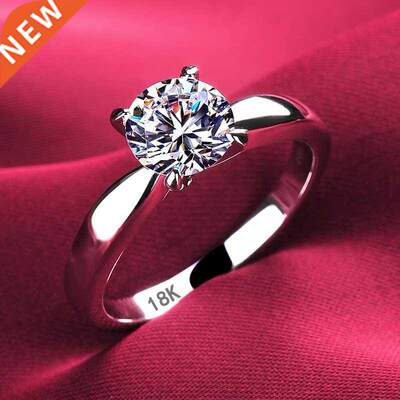 Never Fade 18K White Gold Rings for Women 2.0ct Round Cut Zi